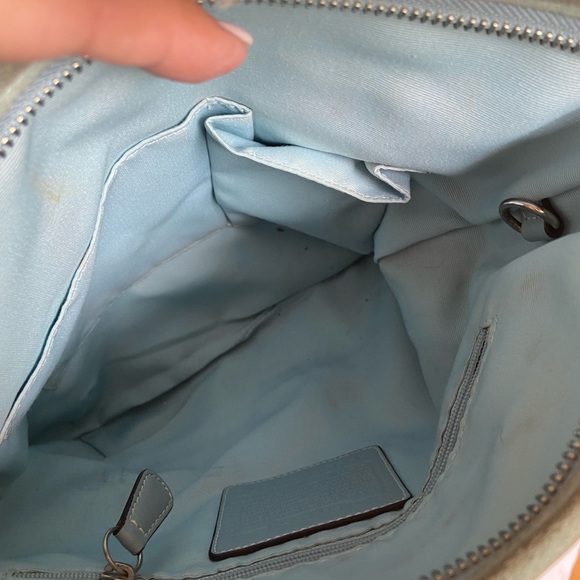 Vintage Blue Coach Signature Canvas & Leather/Suede Bucket Bag - Pale Blue - Picture 6 of 8